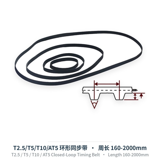 T2.5 / T5 / T10 / AT5 Closed-Loop Timing Belt