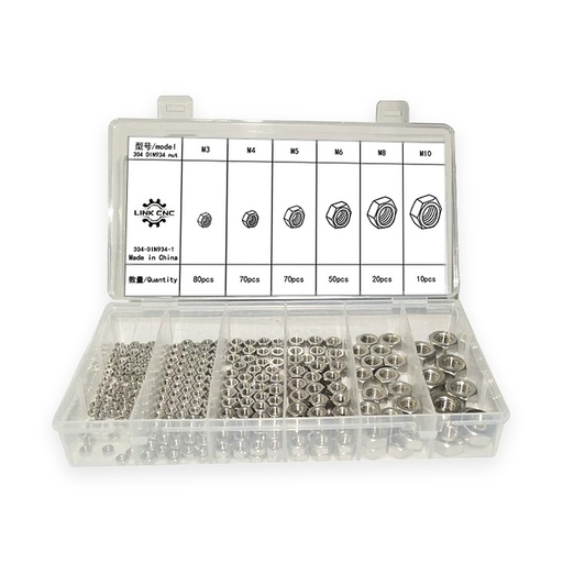 [304-DIN934-1] 304 Stainless DIN934 Hex Nut Assortment Box