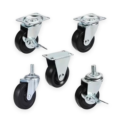 [WHL-RB-2IN-M8-BRK] Quiet Rubber Caster with Brake, 2 in M8